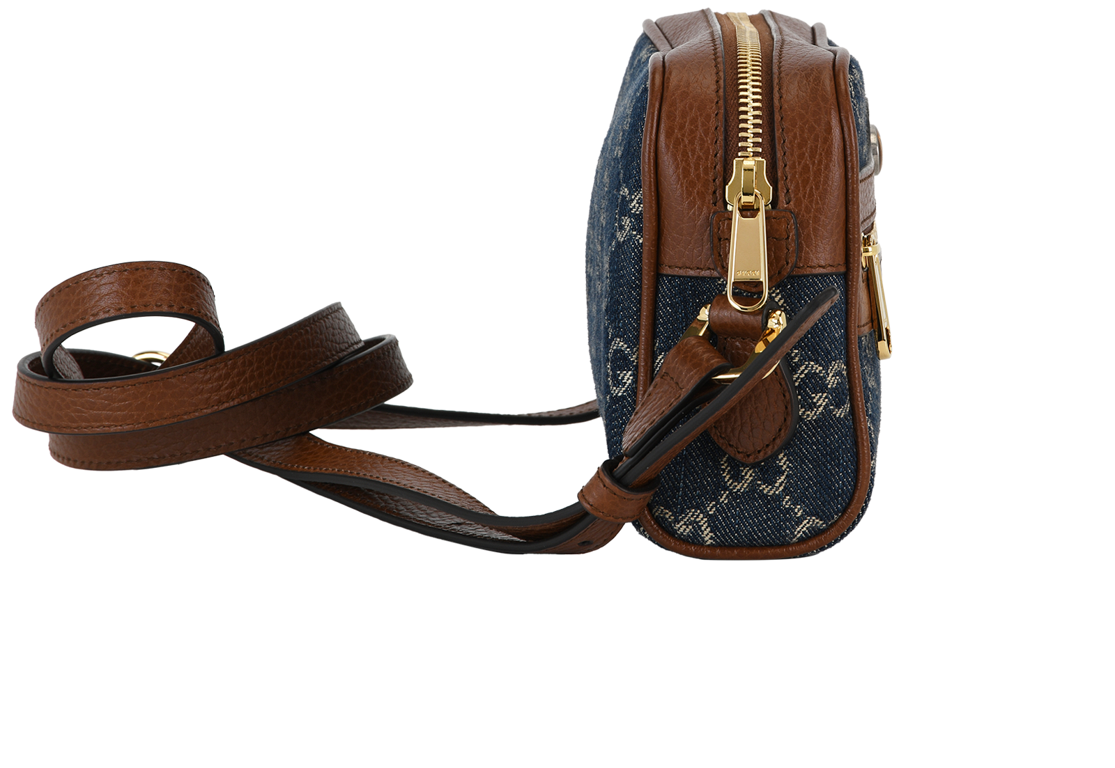 Ophidia Mini Bag, &pound;650, Handbags, Blue/Brown, Denim, Side view